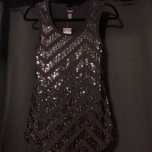 Black Sequin Tank Top